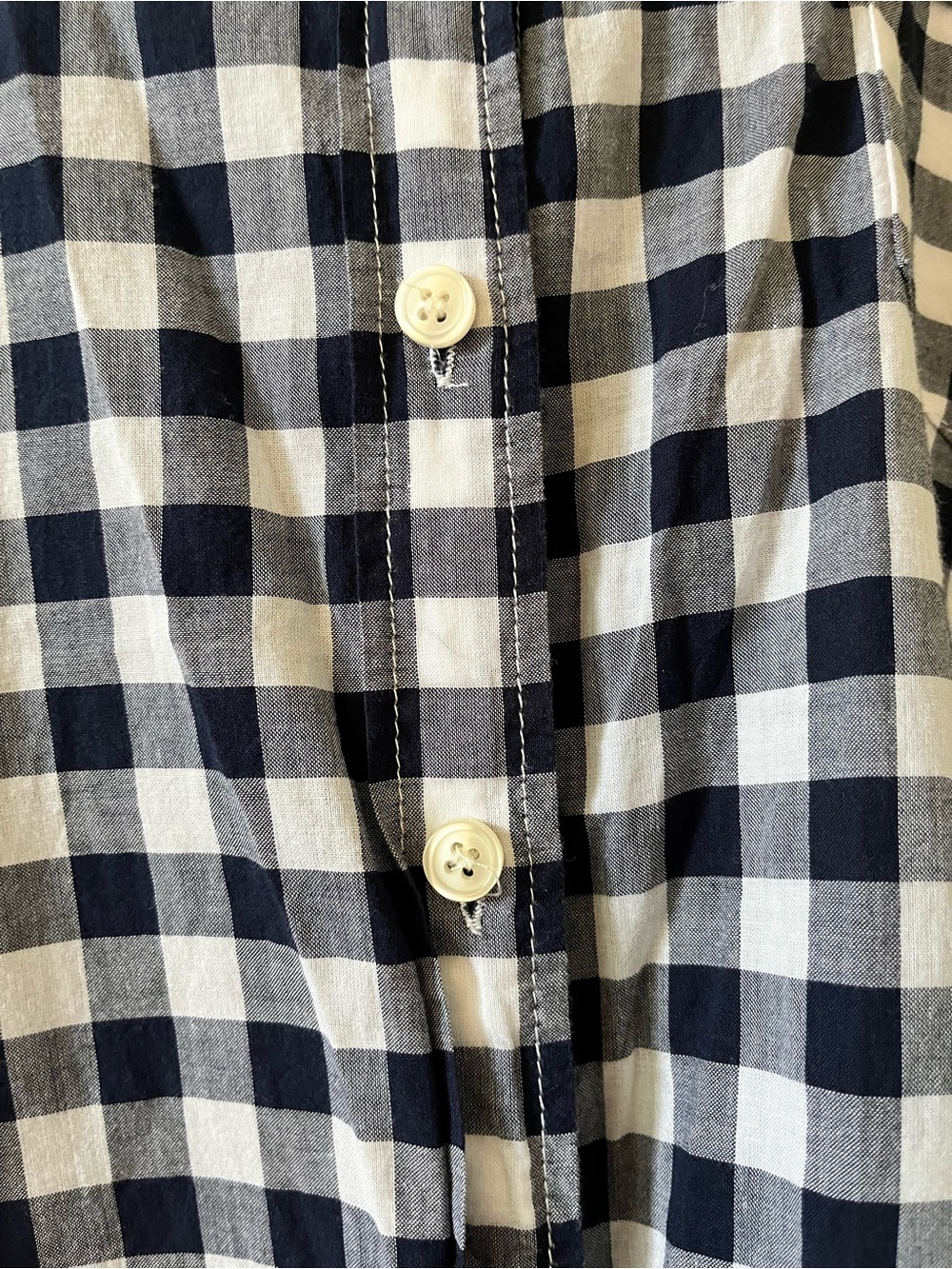 J.Crew Factory Women's Large Navy White Gingham Button-Up Shirt - Picture 3 of 7
